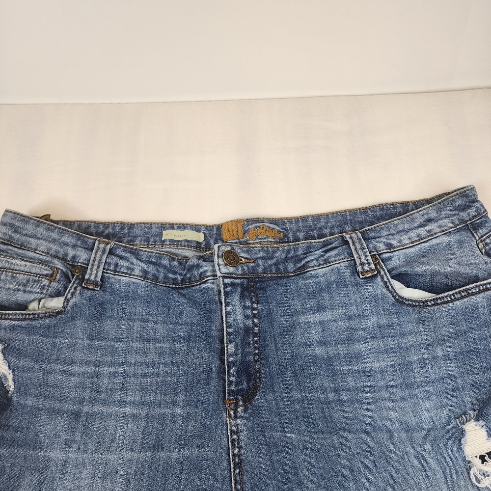 Kut from the Kloth Katy Boyfriend Jeans Womens 22W Blue Distressed KP799GC4R - Picture 2 of 14